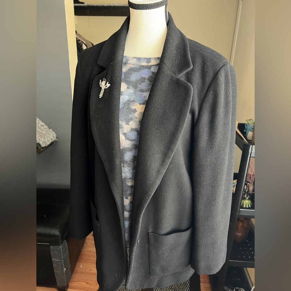 Vintage Folio Petites Wool Blend Black Blazer
